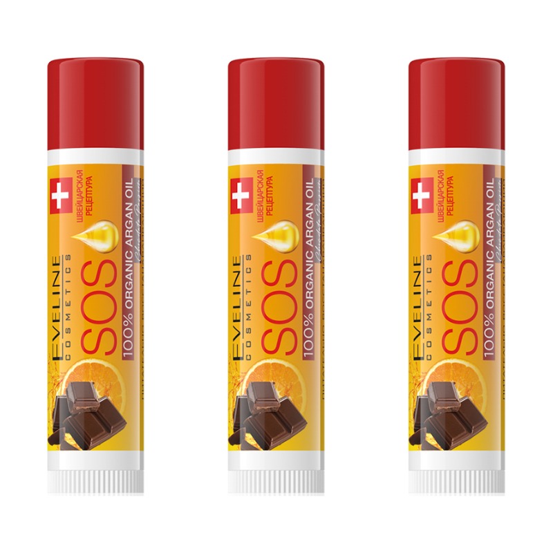 

Бальзам для губ Eveline Cosmetics SOS Argan Oil Chocolate passion 4.2 г 3 шт