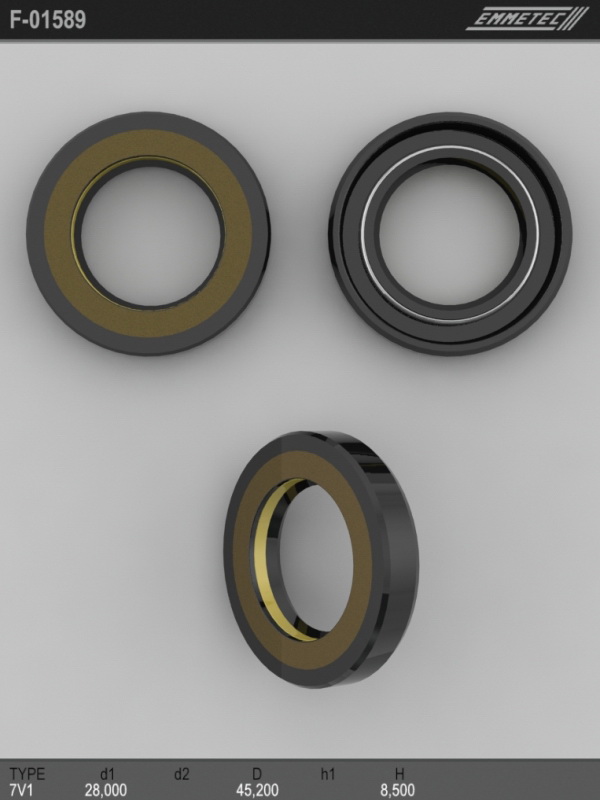 

Сальник рулевой рейки EMMETEC 28x45.2x8.5 (7V1) F-01589, F-01589, F01589
