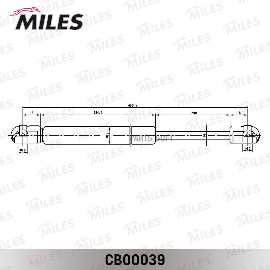 

MILES CB00039 Амортизатор крышки багажника SKODA OCTAVIA COMBI 04- (Lesjofors 81 857 09) C