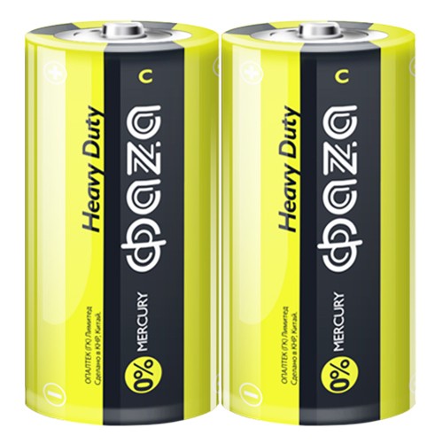 Элемент питания ФАЗА R14/343 2S, комплект 20 батареек (10 упак. х 2шт.)