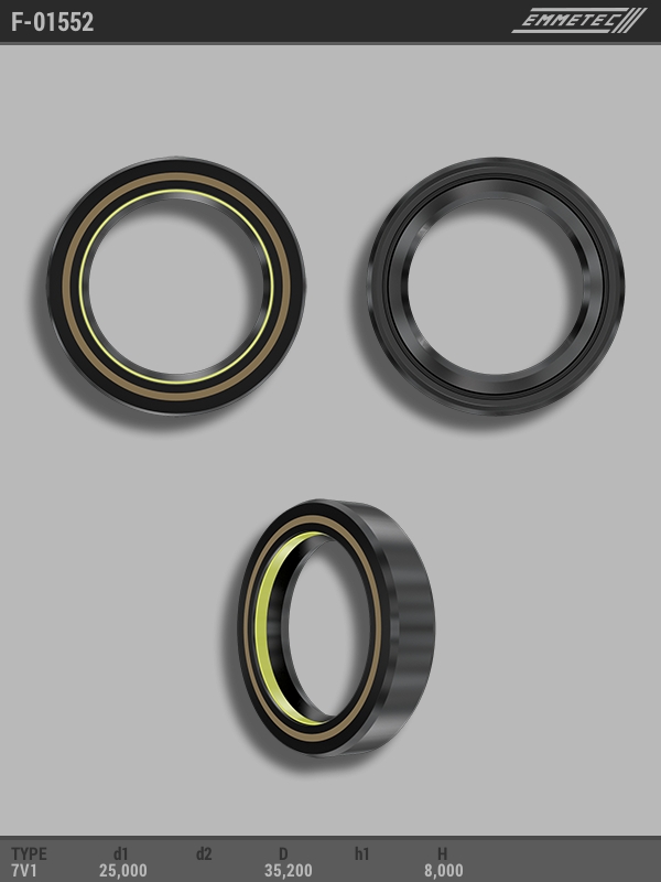 

Сальник рулевой рейки EMMETEC 25x35.2x8 (7V1) F-01552, F-01552, F01552