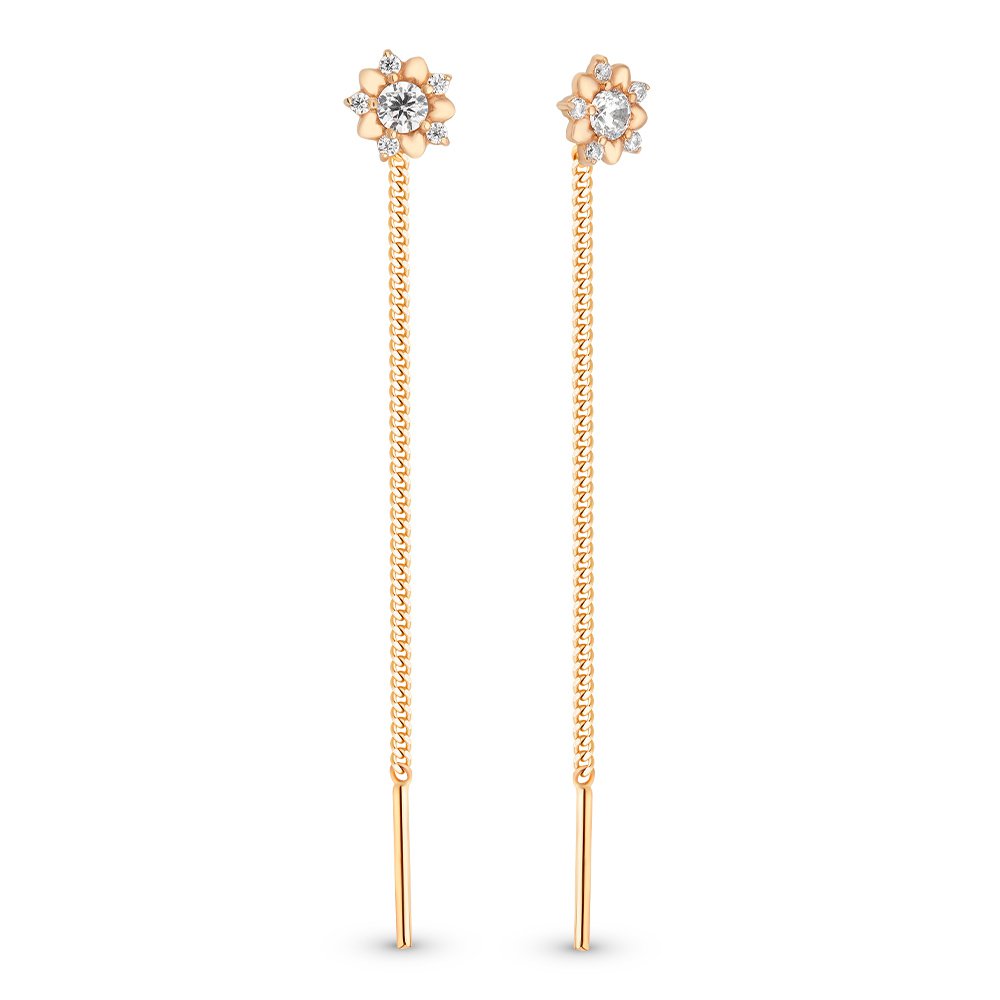 

Серьги продевки из золота 585Gold 302005648, фианит, 302005648
