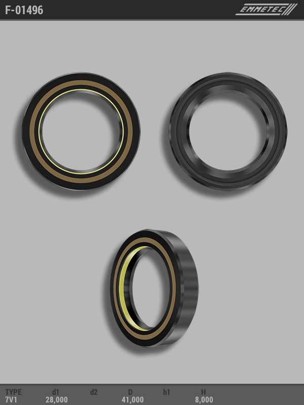 

Сальник рулевой рейки EMMETEC 28x41.2x8.5 (7V1) F-01496, F-01496, F01496
