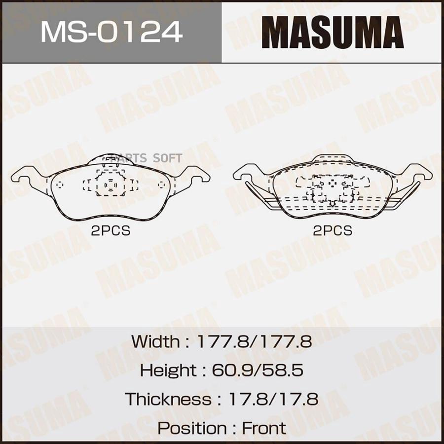 

Колодки тормозные передние MASUMA Ford Focus I (EUR/USA) MS0124