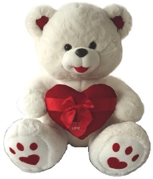Мягкая игрушка TOY and JOY Медведь с сердцем с лентой, 1-5262-22, 22 см