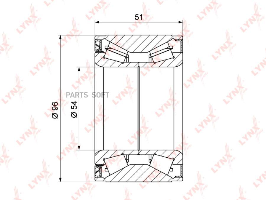 

Подшипник ступицы передний 51x54x96