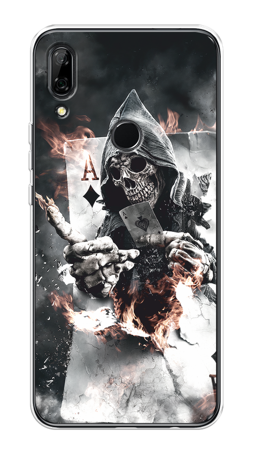 

Чехол на Honor 9X/Huawei P Smart Z "Карты черепа в капюшоне", Белый;серый, 69450-1