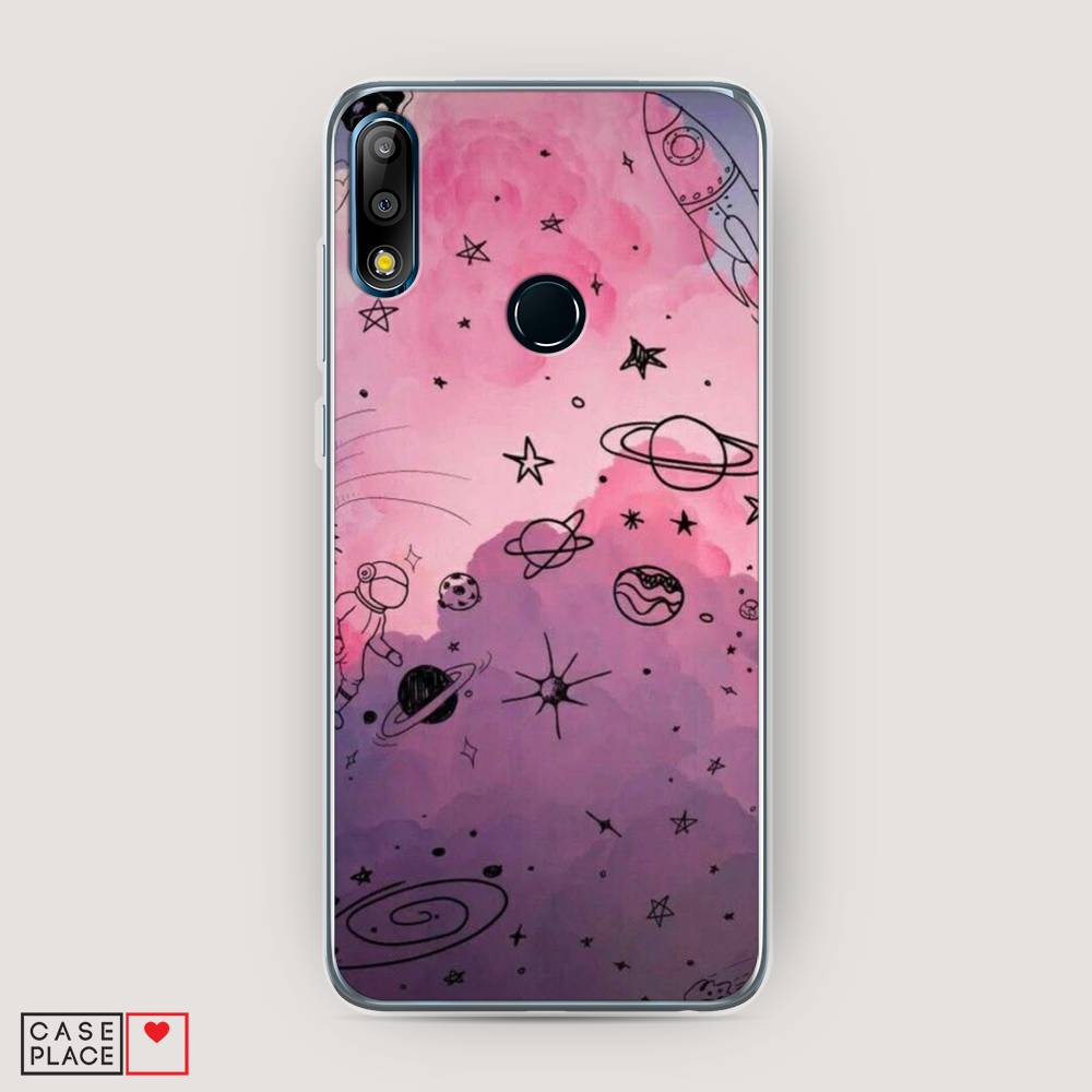 

Чехол Awog на Asus Zenfone Max Pro (M2) ZB631KL "Радуга планет 3", Черный;розовый, 43850-4