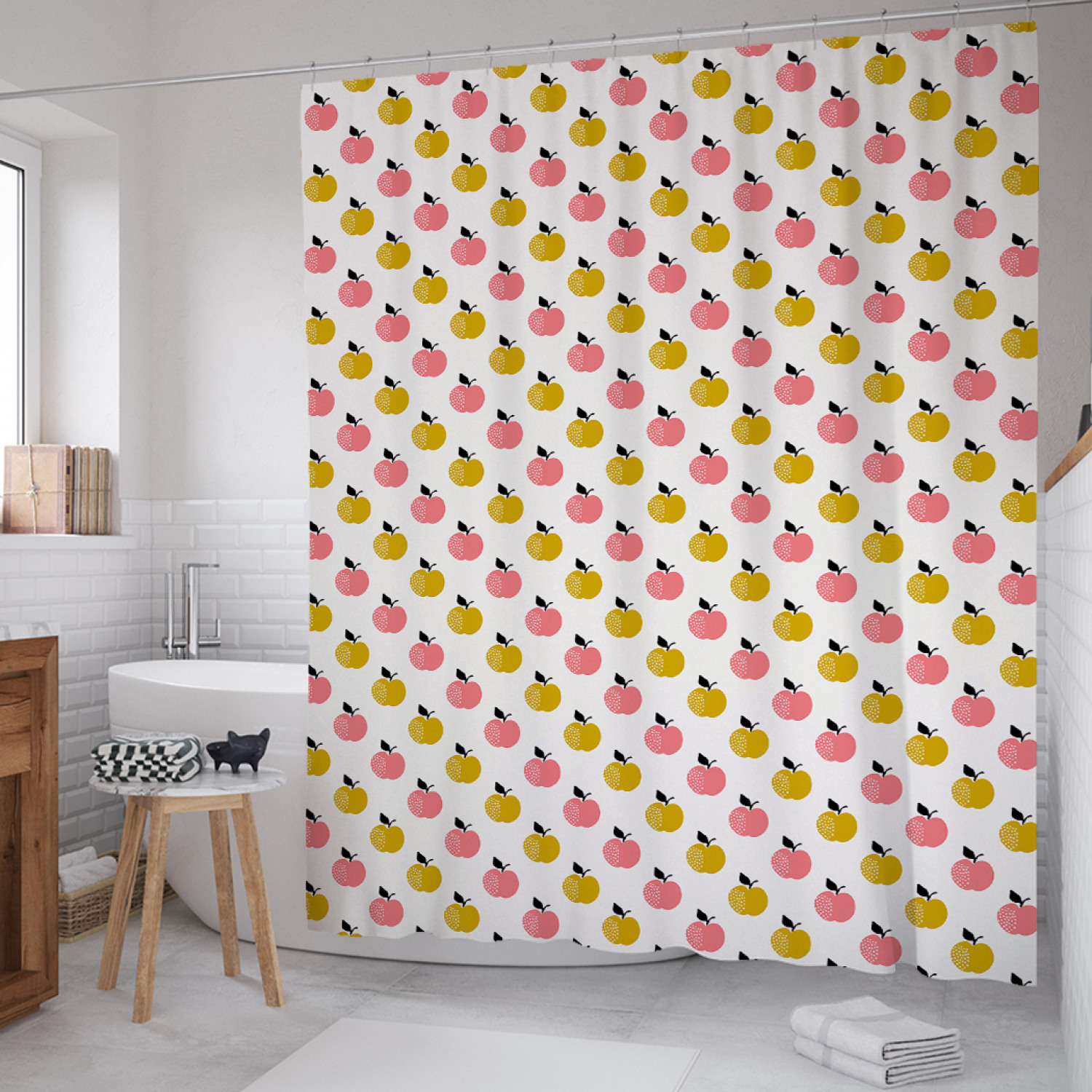 

Штора для ванной JoyArty "Точечные яблоки" из сатена, 180х200 см с крючками, Розовый, Точечные яблоки