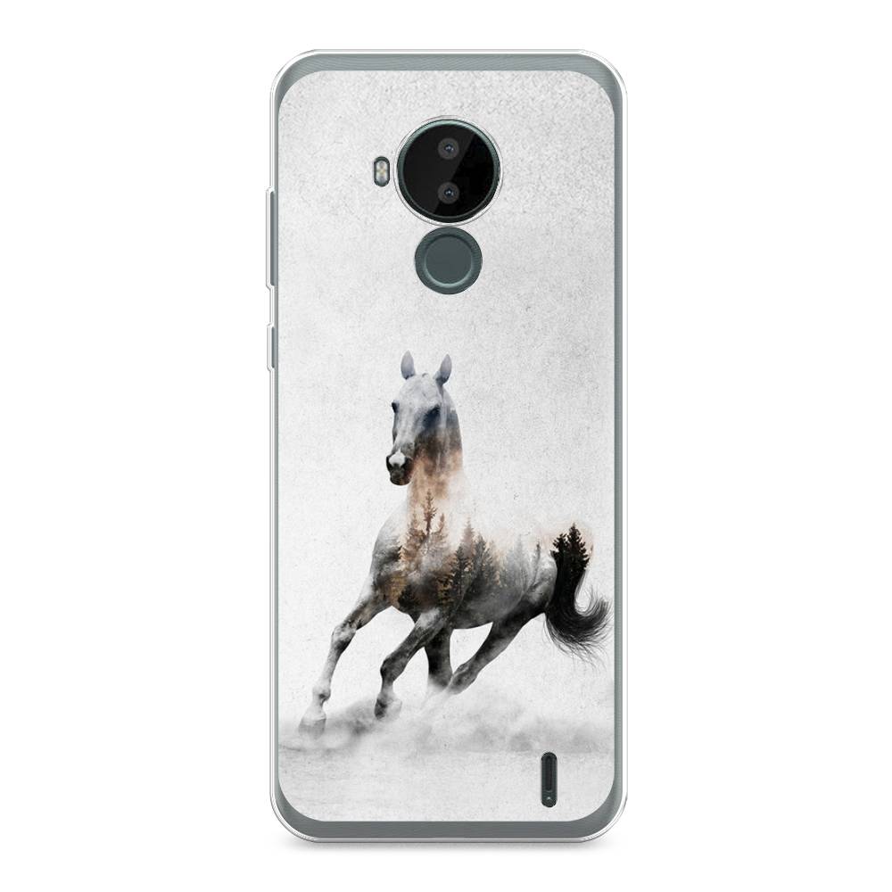 

Чехол Awog на Nokia C30 / Нокиа C30 "Лошадь лес", Серый;черный, 124850-2