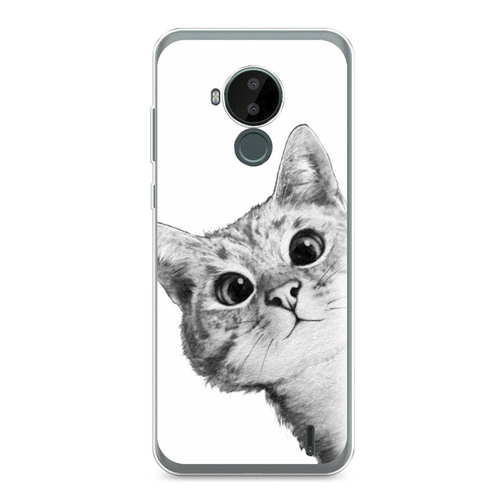 фото Чехол awog "кот рисунок черно-белый" для nokia c30