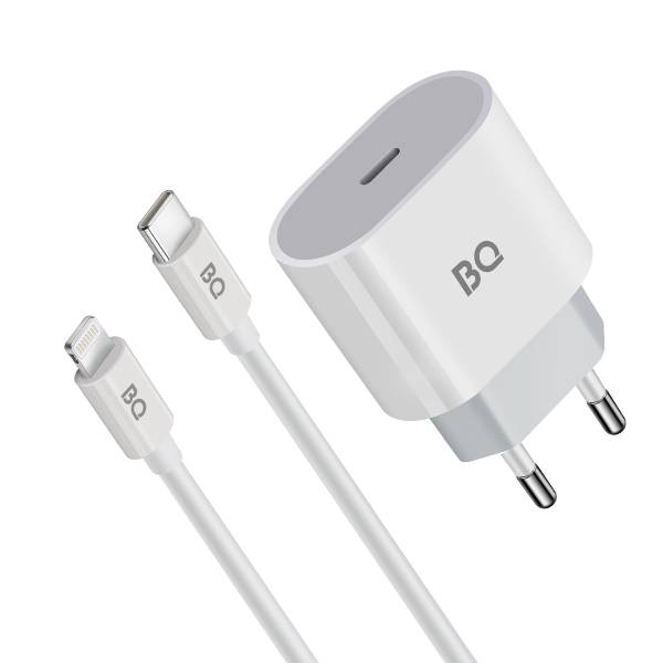 фото Зарядное устройство bq charger 20w1a02 (type-c, pd, 20w with lightning 1,2m cable)