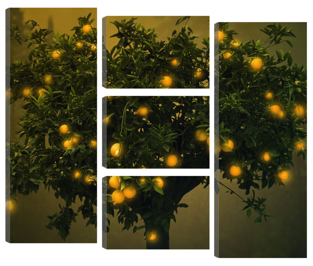 

Большая модульная картина Апельсины на дереве. В спальню, гостиную, зал, кухню, детскую. P