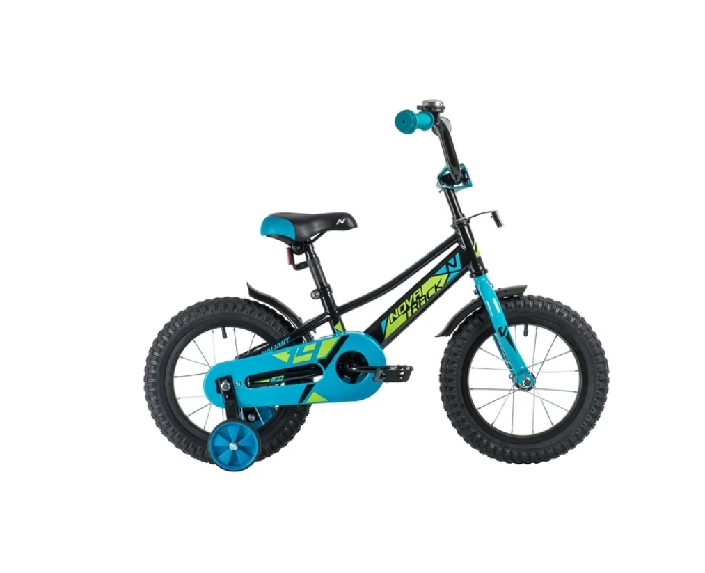 

Детский велосипед Novatrack Valiant 14 (черный/голубой, 2019)