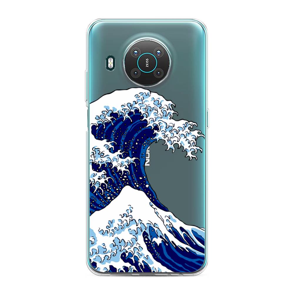 

Чехол Awog на Nokia X10 / Нокиа X10 "Волна в Канагаве", Синий;белый, 124750-4