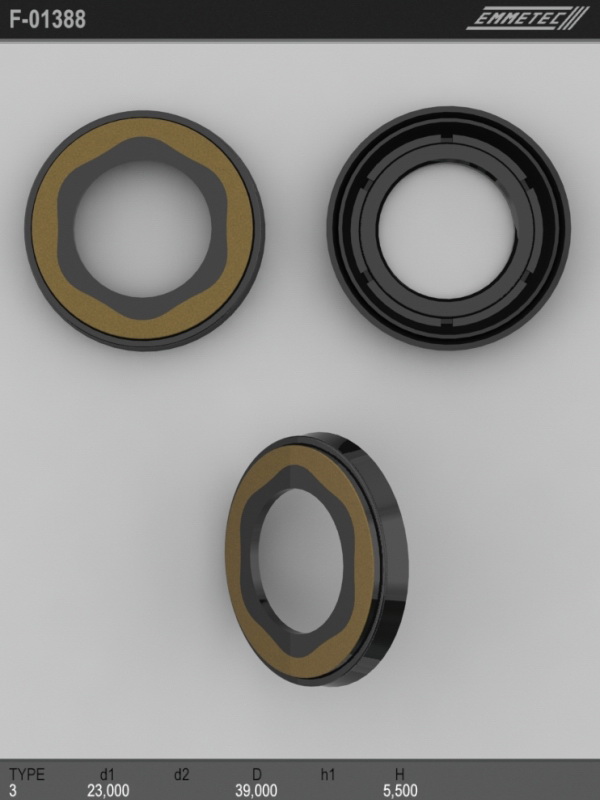 

Сальник рулевой рейки EMMETEC 23x39x5.2 (3) F-01388, F-01388, F01388