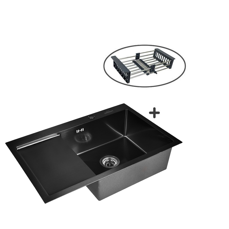 Мойка для кухни WISENT 7851B-R из нержавеющей стали, с PVD покрытием, 78х51см коландер из нержавеющей стали wisent w30410b 410 210 с pvd покрытием