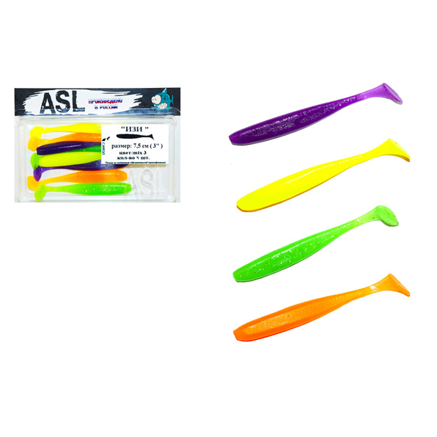 

Силиконовая приманка ASL Изи цв. mix 3 L-5см 12шт/уп, Изи