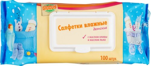 

Салфетки влажные детские Globus с маслом оливы и маслом льна 100 шт.