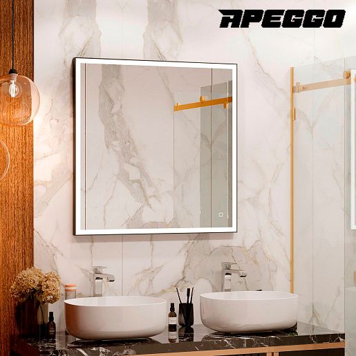 Зеркало Apeggo Jazmin Led 800х800, реверсивное крепление, черный GG90258BL