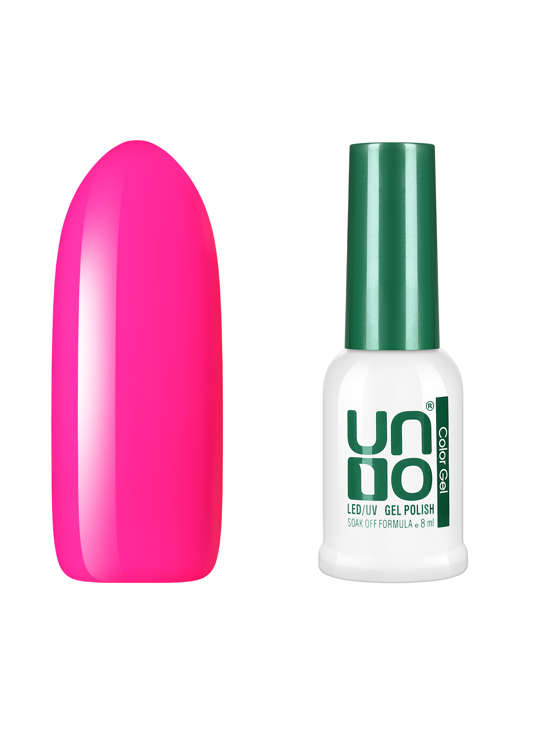 фото Гель лак для ногтей uno для маникюра и педикюра, плотный неоновый розовый, фуксия, 8 мл