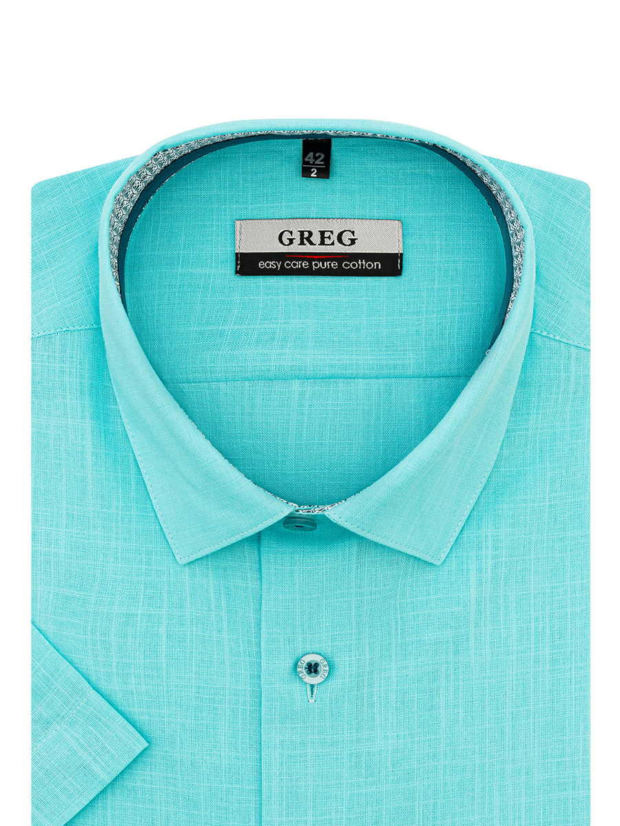 

Рубашка мужская Greg 00-00001575 зеленая 38, Бирюзовый, 00-00001575