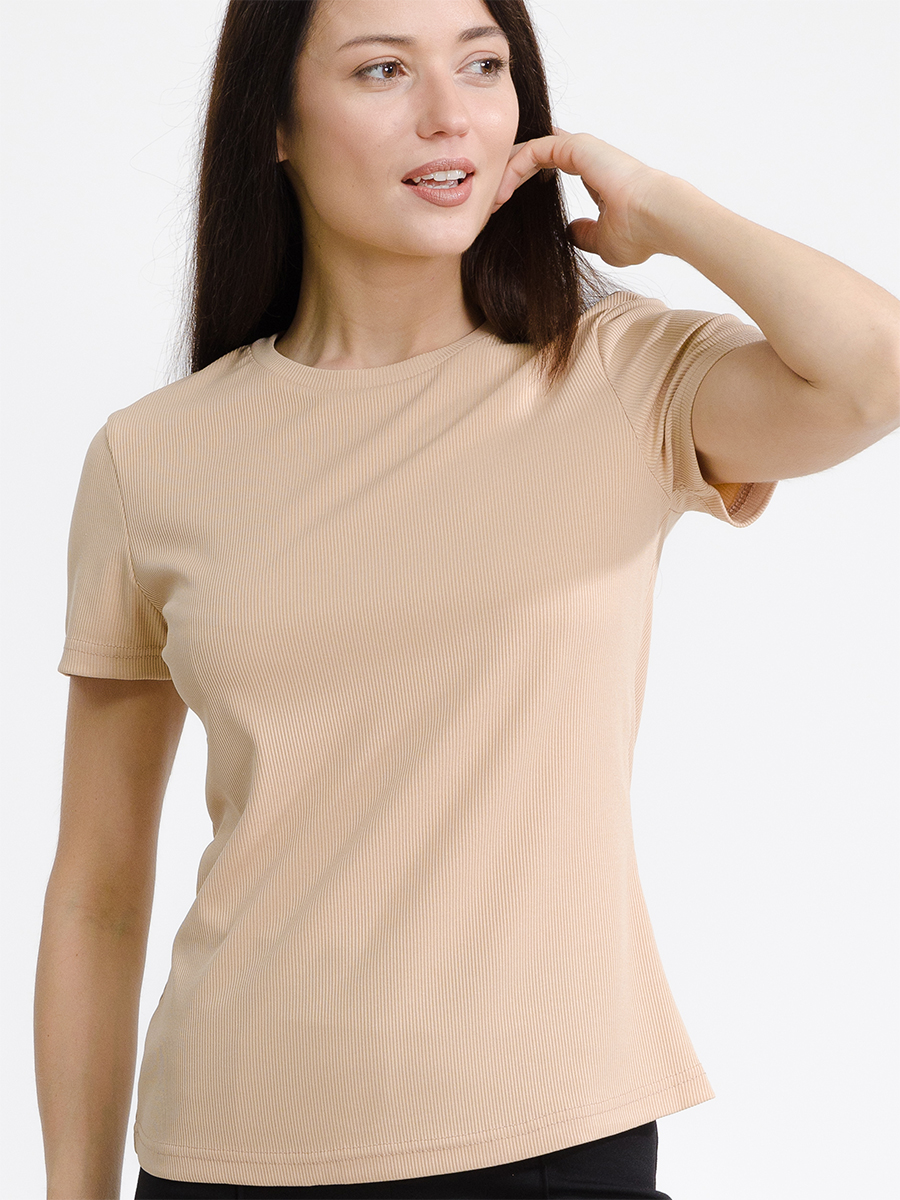 

Футболка женская Happyfox HFSL2632 бежевая 50 RU, Бежевый, HFSL2632