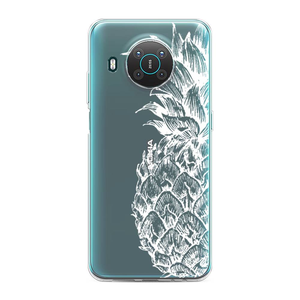 

Чехол Awog на Nokia X10 / Нокиа X10 "Ананас графика белая", Белый, 124750-10