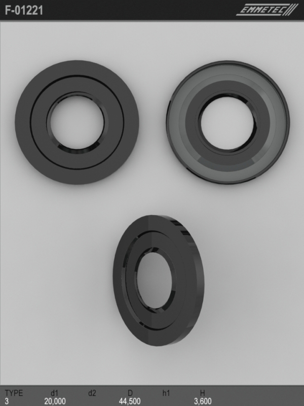 

Сальник рулевой рейки EMMETEC 20x44.5x3.6 (3) F-01221, F-01221, F01221