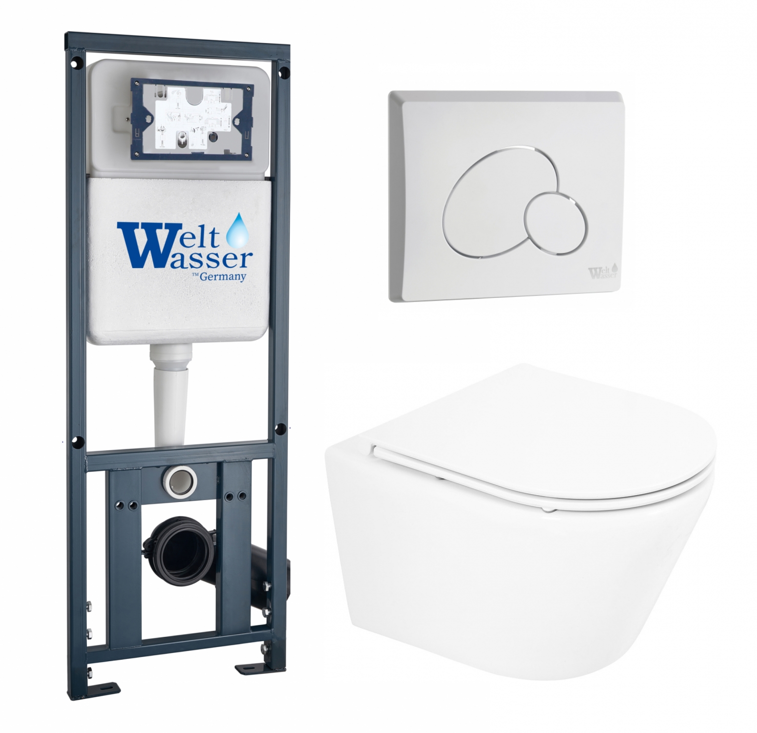 

Комплект инсталляция WeltWasser Marberg + Унитаз BelBagno Tre + кнопка белая глянцевая