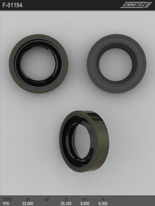 

Сальник рулевой рейки EMMETEC 22x35.1x8 (1PA) F-01194, F-01194, F01194