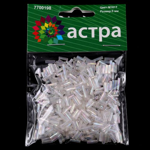 

Стеклярус Astra&Craft крученый (стекло) 5 мм, (упак) 20г (М-161Т белый, прозрачный), 10шт