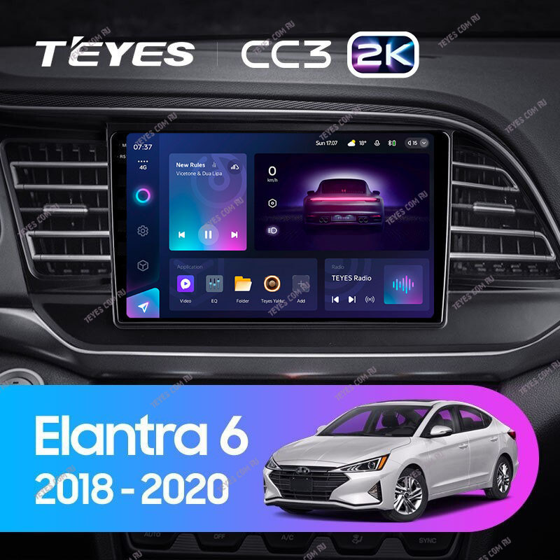 Автомобильная магнитола Teyes CC3 2K 6/128 Hyundai Elantra 6 (2018-2020) Тип-A