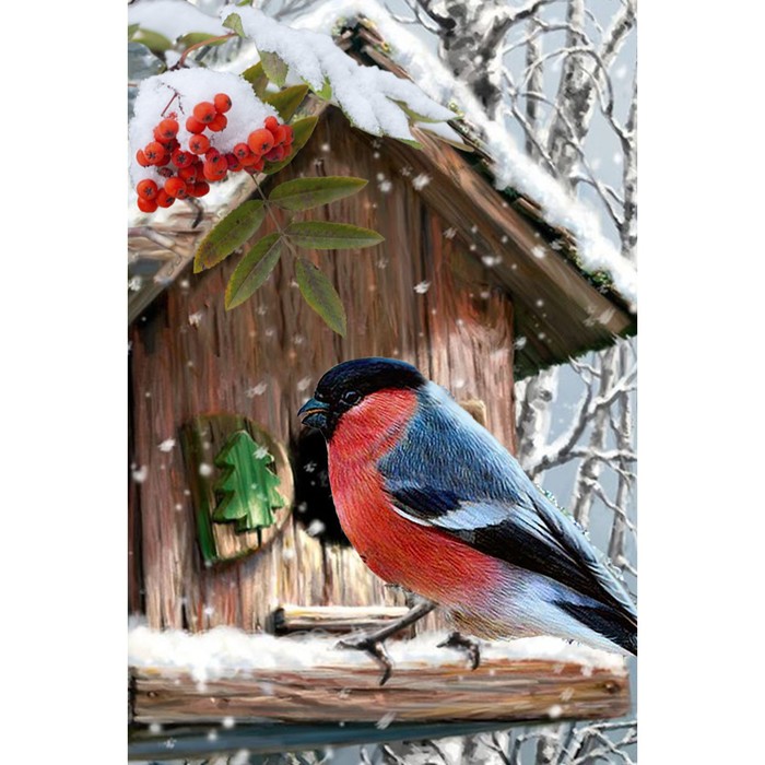 

Алмазная мозаика Алмазное хобби Зимний гость, 20x30 см, Зимний гость