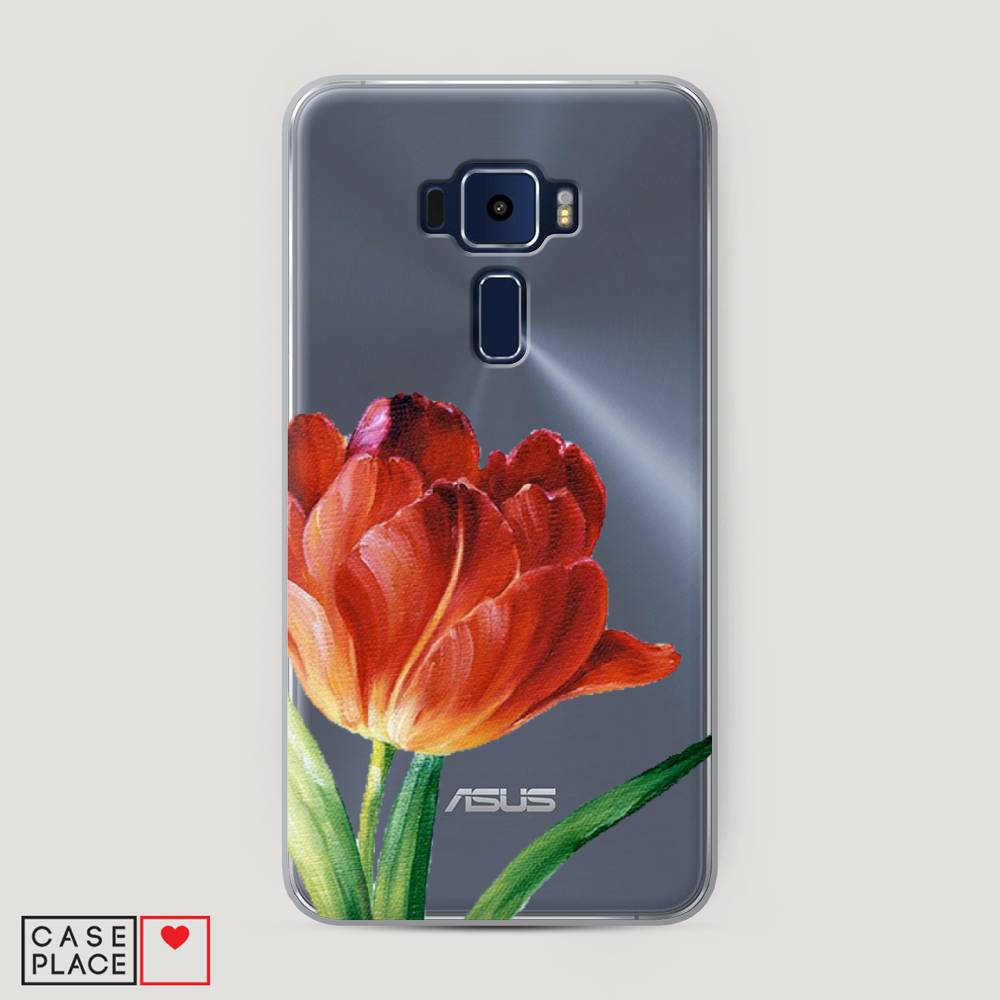 фото Чехол awog "красный тюльпан" для asus zenfone 3 ze552kl