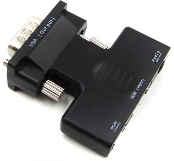 Адаптер-конвертер GSMIN BR-06 VGA (M) - HDMI (F) + mini Jack 3.5мм + USB (Черный)