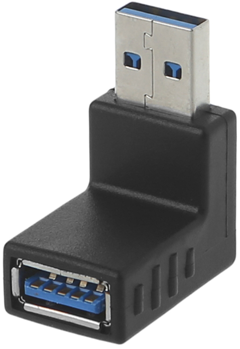 Адаптер-переходник GSMIN RT-52 (угловой 90°) USB 3.0 (F) - USB 3.0 (M) (Черный)