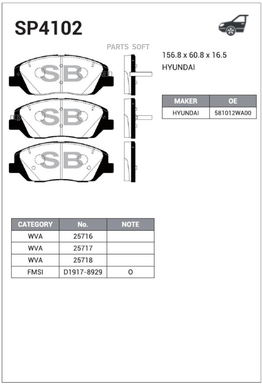 

Тормозные колодки Sangsin brake передние SP4102