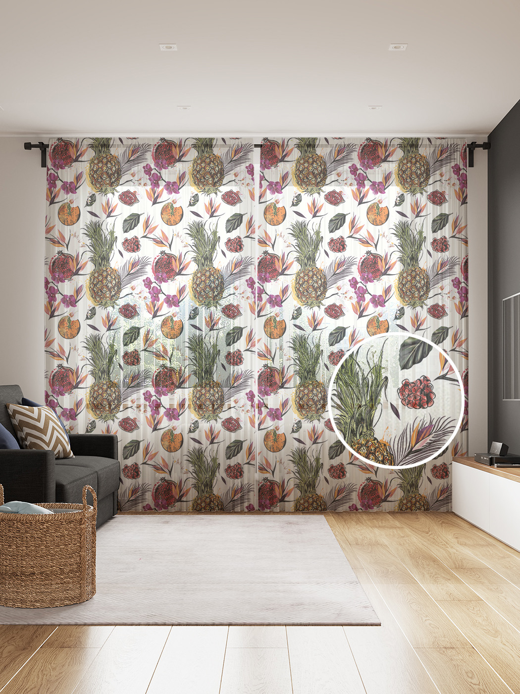 

Фототюль JoyArty "Ананасовая плантация" 145x265см, 2 полотна, лента, 50 крючков, Ананасовая плантация