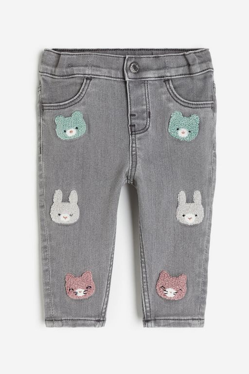 

Джинсы детские H&M 1205920, Джинсовый серый, животные, 104, 1205920