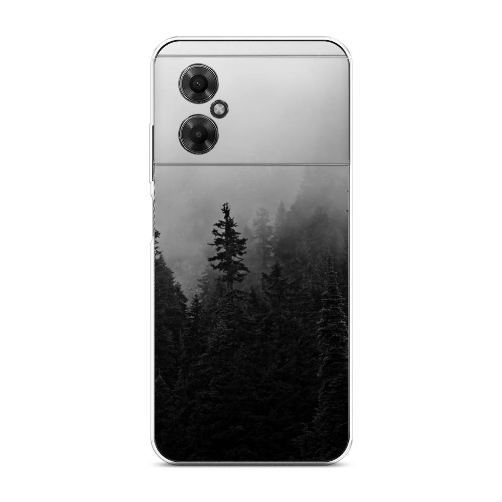 

Чехол на Xiaomi Poco M4 5G "Туманный лес", Серый;черный, 316550-2