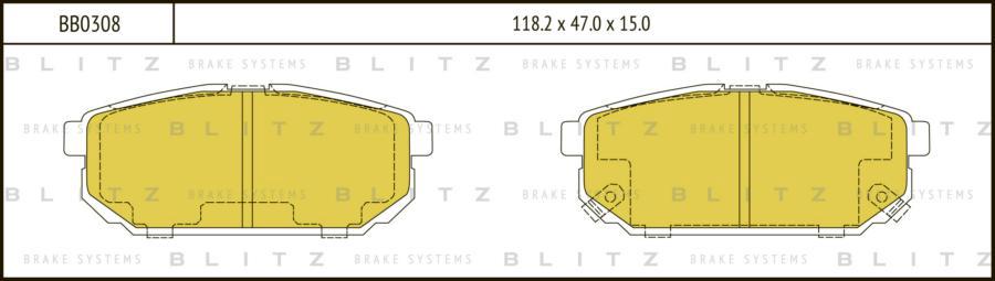 

Тормозные колодки BLITZ задние BB0308