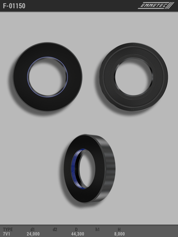 

Сальник рулевой рейки EMMETEC 24x44.3x8 (7V1) F-01150, F-01150, F01150