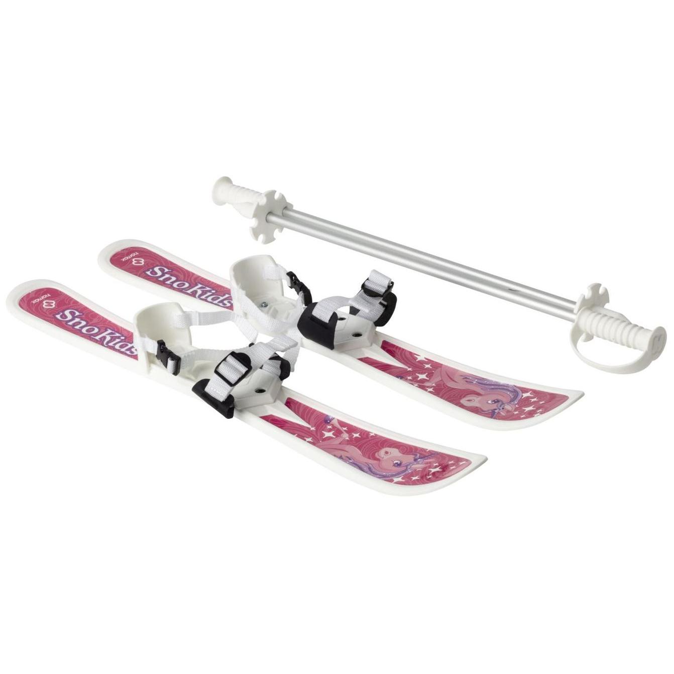 фото Детские лыжи hamax sno kids children's skis with poles pink pony design 2021, 70 см