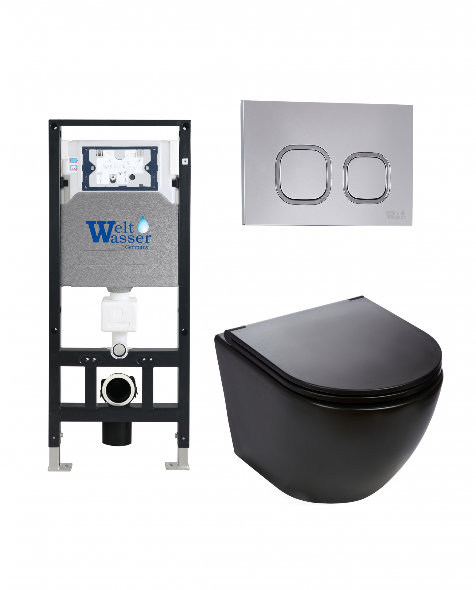

Комплект инсталляция WeltWasser Amberg + Merzbach BL + кнопка RD-CR