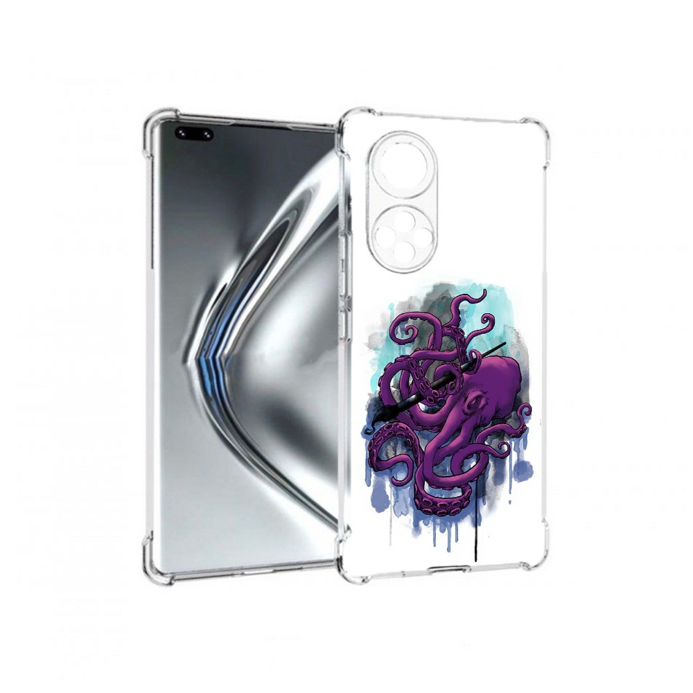 

Чехол MyPads Tocco для Honor 50 Pro фиолетовый осьминог (PT195008.23.658), Прозрачный, Tocco