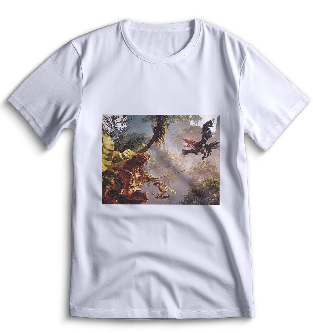 Белая футболка Top T-shirt с изображением Horizon Zero Dawn 0038, размер S.