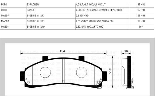 

Тормозные колодки Sangsin brake дисковые SP1264