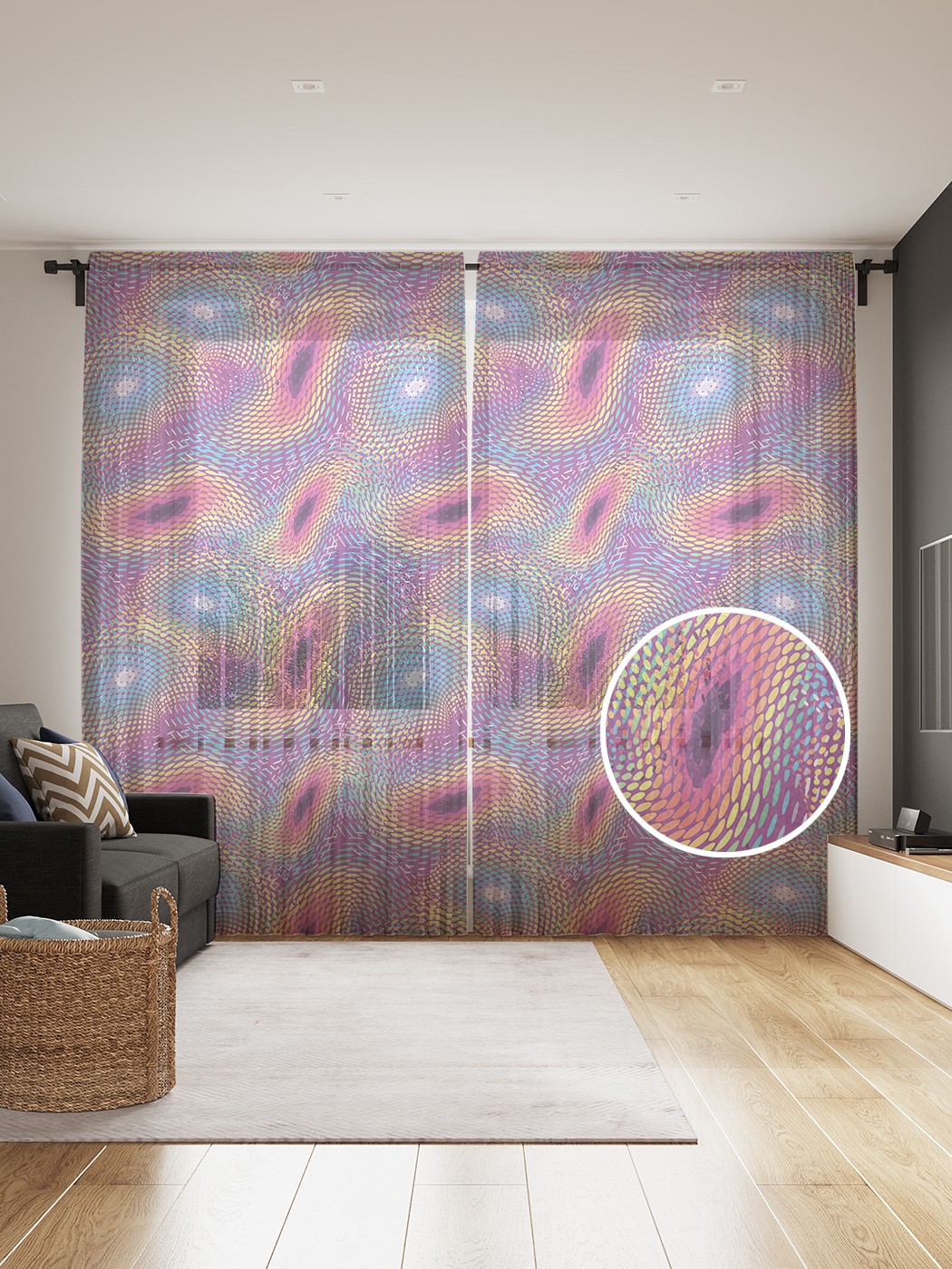 фото Фототюль joyarty "бактерии под микроскопом" 145x265см, 2 полотна, лента, 50 крючков