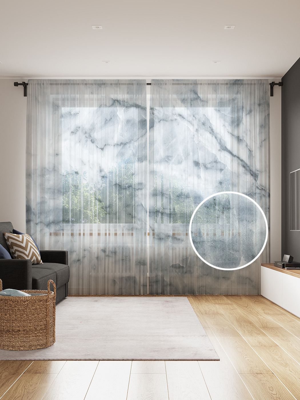 

Фототюль JoyArty "Мрамор", 145x265см (2 полотна со шторной лентой + 50 крючков), Мрамор